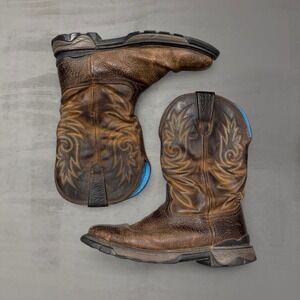Rocky Carbon 6 Men's Pull on‎ Work Boots Brown Leather Square Toe Size 10W
